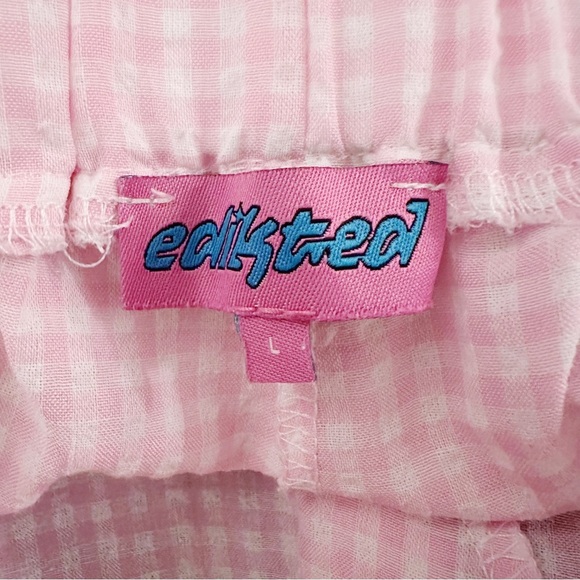 Edikted Plaid Pink and White Gingham Shorts Elastic Waist Boxer - Picture 5 of 8